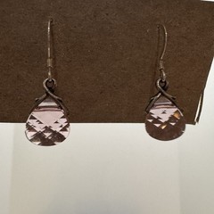 Light Rose Swarovski Crystal Briolette Earrings Sterling Silver
