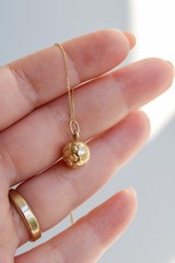 14k Solid Gold Soccer Ball Charm Pendant Futbol Necklace, Sports Lovers, Athlete
