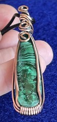 Malachite ~ Handmade copper wire wrapped pendant 6p