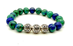Handmade 10mm Eilat Stone & Sterling Silver Bali Bead Gemstone Bracelet