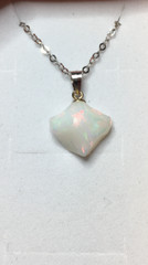 #449- 3.20ct Genuine Freeform Ethiopian Welo Opal on a 925 Sterling Silver Chain