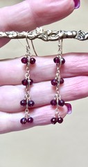 LOVELY Artisan/Designer Gold Over Sterling Silver Rhodolite Garnet Earrings