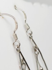 Vtg Sterling Slver Dangle Earrings 925 teardrop Peridot Green Beads Chandelier