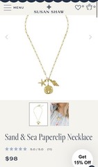 Susan Shaw Sand & Sea Paperclip Trio Necklace 24kt TGP 16″ $98 3602G MSRP New!