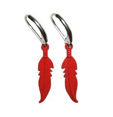 RED FEATHER WINGS EARRINGS Metaphysical Strength Passion Stainless Steel