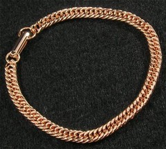 Shiny Solid Copper Chain Double Curb Bracelet 5mm wide 7 1/4″ inside Health