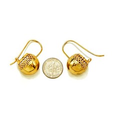 Unique Gold mirror Polished openwork 18mm Ball Hook Earrings 18K Gold Filled