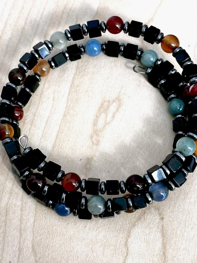 Glass Beaded Bracelet / Fits Wrist Size 7.25 In/ Jewel Tones