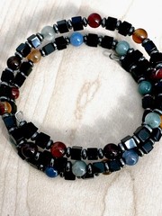 Glass Beaded Bracelet / Fits Wrist Size 7.25 In/ Jewel Tones