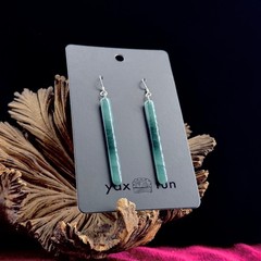 Blue Jade Earrings – Translucent Guatemalan Icy Jadeite Sterling Silver – 26M054