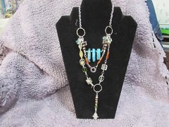 Handmade  layered 24 inch  adjustable necklace 27 1/2 total gemstones