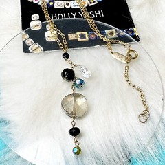 Holly Yashi Cascade Gemstone Purple Blue Crystal Pendant Gold Necklace