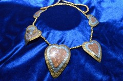 Boho Heart Necklace Copper Alloy Layered Hearts Matte Color Wash Hammered READ