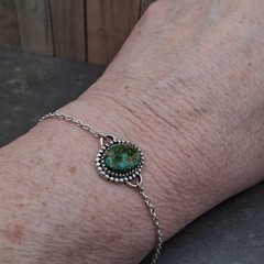 Sonoran Gold Turquoise Bracelet Sterling Silver Southwestern Dainty Stackable
