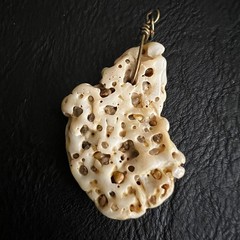 Natural White Coral Fossil Pendant Necklace Charm 1.75in Cottagecore