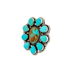 Sheila Becenti, Ring, Multi-Stone, Sterling Silver, Navajo, Adjustable 10