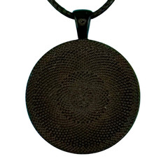 Pendant Necklace Handmade «Desert Sun» Black Bezel & Tray 30mm Black Cord