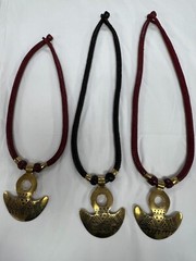 Handmade Tuareg leather brass Pendant necklace