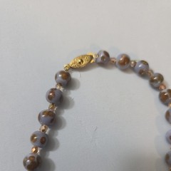 A Handmade 19 Inch Purple And Gold Necklace With 18 Carat Gold Plated Clasp
