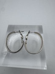 1” Earrings vintage Real Sterling silver oval hoop Drop earrings, 925