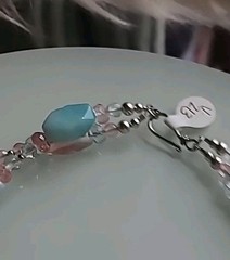 Vintage Necklace Amazonite Strawberry Quartz Pendant Madagascar 18″ 2 Strand