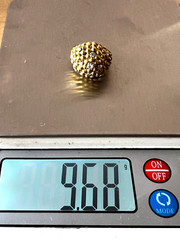 VINTAGE 18K YELLOW GOLD DIAMOND BOMBE HONEY COMB RING LARGE SOLID HEAVY CUSTOM