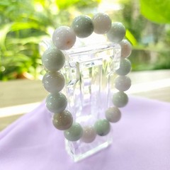 Burmese Jade Bracelet Round Sweet Color Natural Jadeite Type A Beads Wide 13.1mm
