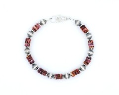 Purple Spiny Oyster Bracelet, 6mm Heishi & Sterling Silver, Native American