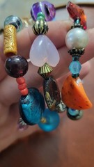 Boho Memory Wire Wrap Bracelet Mixed Bead Tassel Artisan Colorful