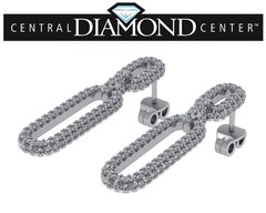 Platinum Plated Silver Double Oval Dangle Earrings With Brilliant Cubic Zirconia