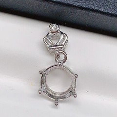 silver 925 pendant empty setting, DIY blank setting,