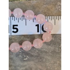 Vintage Hand Knotted Rose Quartz Beaded Necklace 32″ Pink Boho