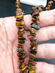Tigers Eye Chip Gemstone Necklace Bracelet Set Bundle Demi Polished Brown