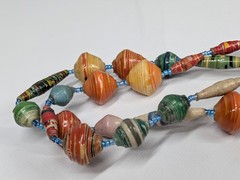 Colorful Handmade Paper Bead Multi Strand Necklace Recycled Paper Beads Boho