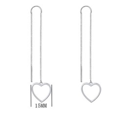 S925 Sterling Silver Threader Drop Earrings Love Heart
