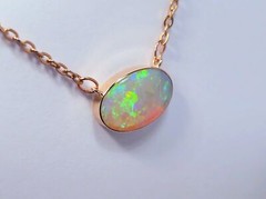 Rosa e Verde’ Australian Solid Opal 14K Pink Gold Necklace 6.4ct M44
