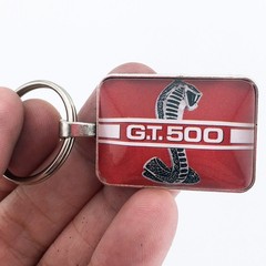 Vintage Ford Mustang GT 500 Red Rocker Decal 1″ x 1.25 in Diameter Keychain