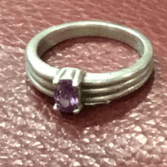 Ring, Purple Cubic Zirconia Ring, NEW, size 7.5, Handmade, CZ, Artisan