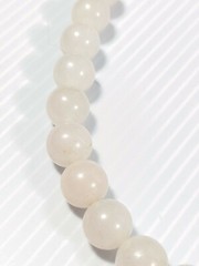 Artisan Pale Pink White Quartz Round Stone Bead Necklace 18 in Magnetic Clasp