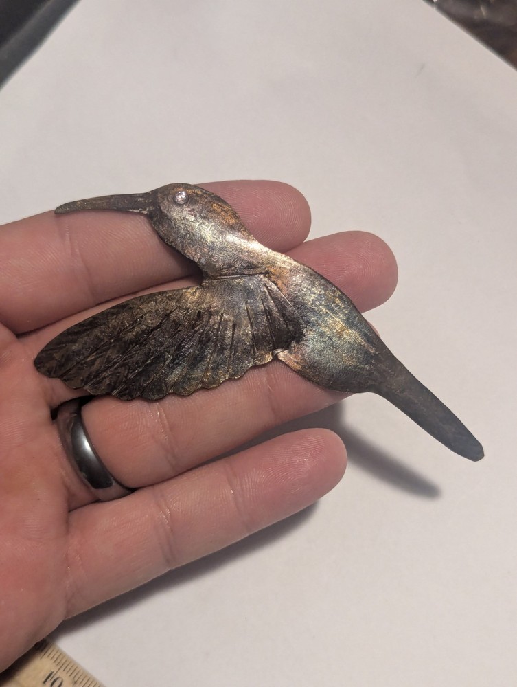 JMAT Handmade Copper Hummingbird Bird Large Brooch Lapel Pin