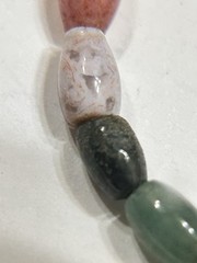 fine moss agate, jade & dino bone beaded bracelet 9.25” magnetic clasp