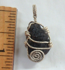 Unique Spessartite Garnet Pendant Sterling Silver 925 Hand wrapped