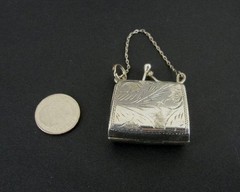Charm or Pendant Silver Large Purse Handbag Engraved Sterling 925 Silver