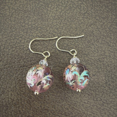 Japanese Tensha bead and crystal glass earrings with surgical stainless hooks