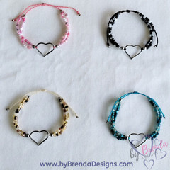 Handcrafted Beaded Adjustable Bracelet with Connector; handmade jewelry