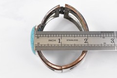 Handmade Studio Hinged Cuff Bracelet Oval Magnesite Silver Over Copper