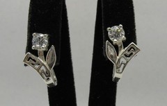 Stylish Sterling Silver Earrings Flowers CZ Solid 925 New Quality Empress