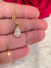 2 carat Pear shape Diamond 18k Necklace with pendant Real Gold Certified Diamond