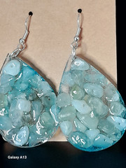 Uniquely Hand Crafted Resin Earrings. Dangle, color and shape varies, beads.
