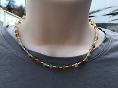 Handmade Necklace Little Agate Nuggets & Gold Czech Glass Beads or Wrap Bracelet